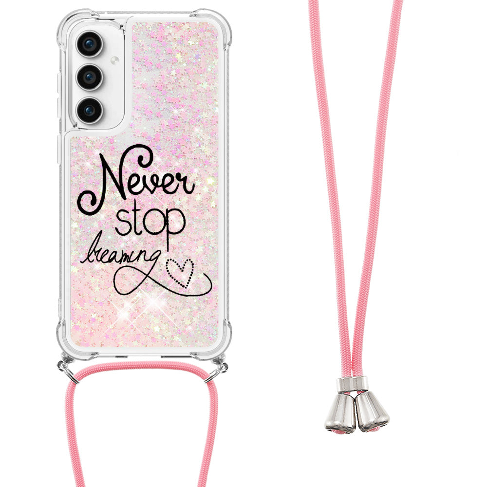 YB Quicksand Series-5 For Samsung Galaxy S23 FE Glitter Liquid Case TPU Pattern Printing Phone Cover with Lanyard YB Quicksand Series-5 For Samsung Galaxy S23 FE Glitter Liquid Case TPU Pattern Printing Phone Cover with Lanyard